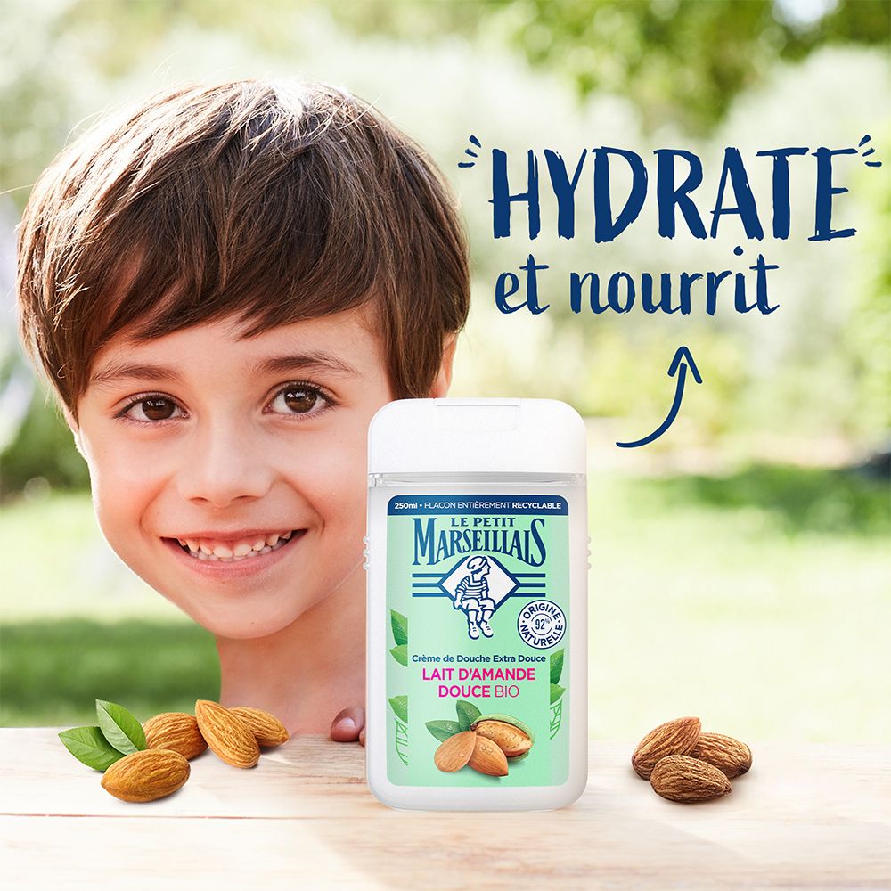 Le Petit Marseillais Gel Douche Lait D'Amande Douce Hydrate Et Nourrit, Bio : Le Flacon De 250Ml