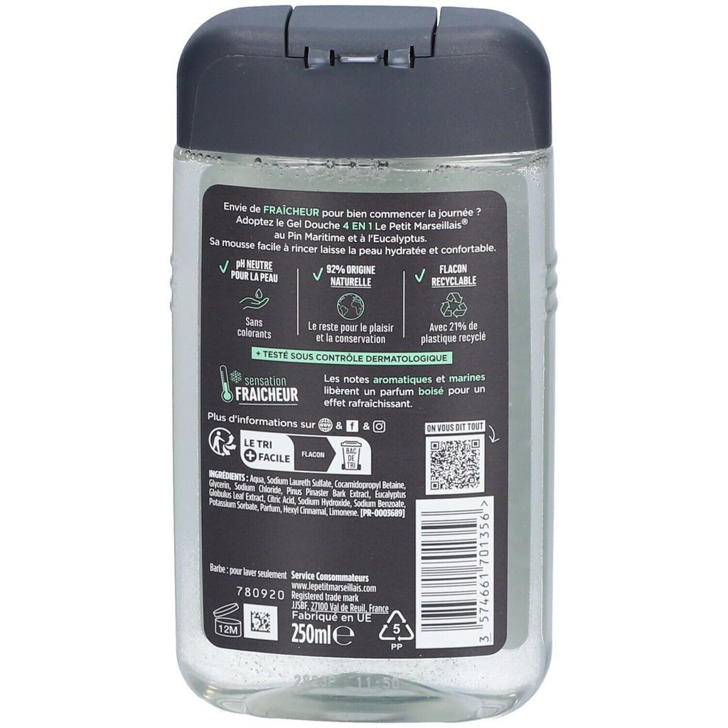 Le Petit Marseillais Gel Douche Homme Pin Maritime & Eucalyptus