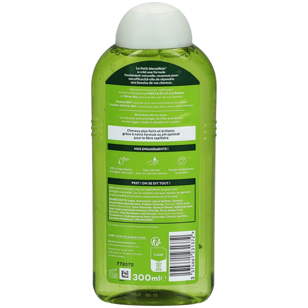 Le Petit Marseillais Shampooing Force & éclat Pomme & Olivier Bio