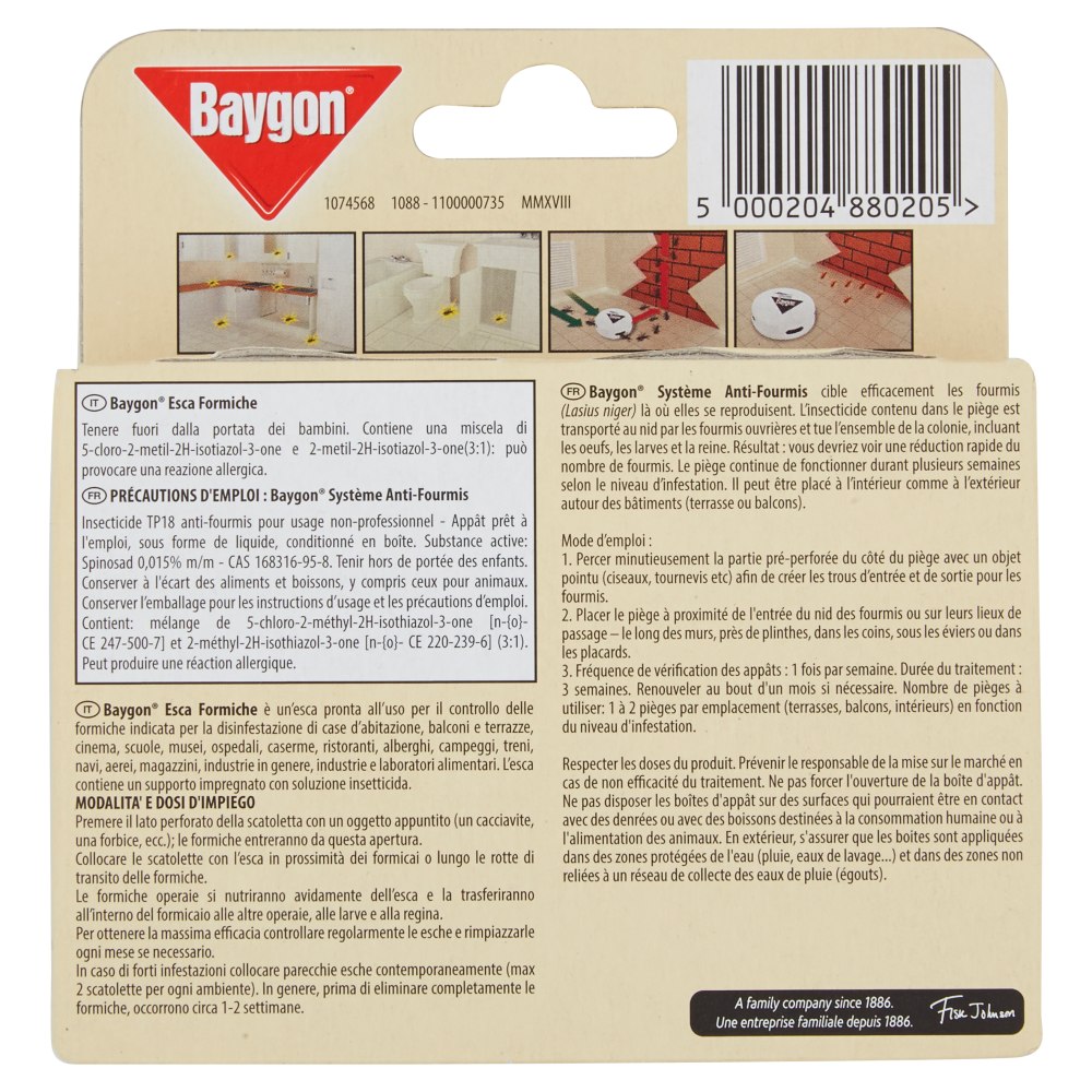 Baygon Anti-Fourmis Protection De La Cuisine Usage Intérieur Et Extérieur : La Boîte De 1 Piège