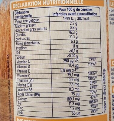 Nestlé P'Tite Céréale 5 Céréales Cacao Sans Sucres Ajoutés En Poudre Dès 6 Mois : La Boite De 415G