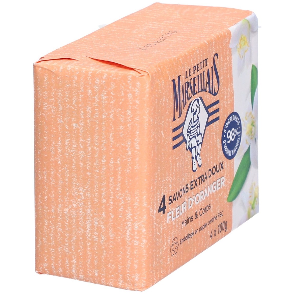 Le Petit Marseillais Savon Fleur D'Oranger 4X100G