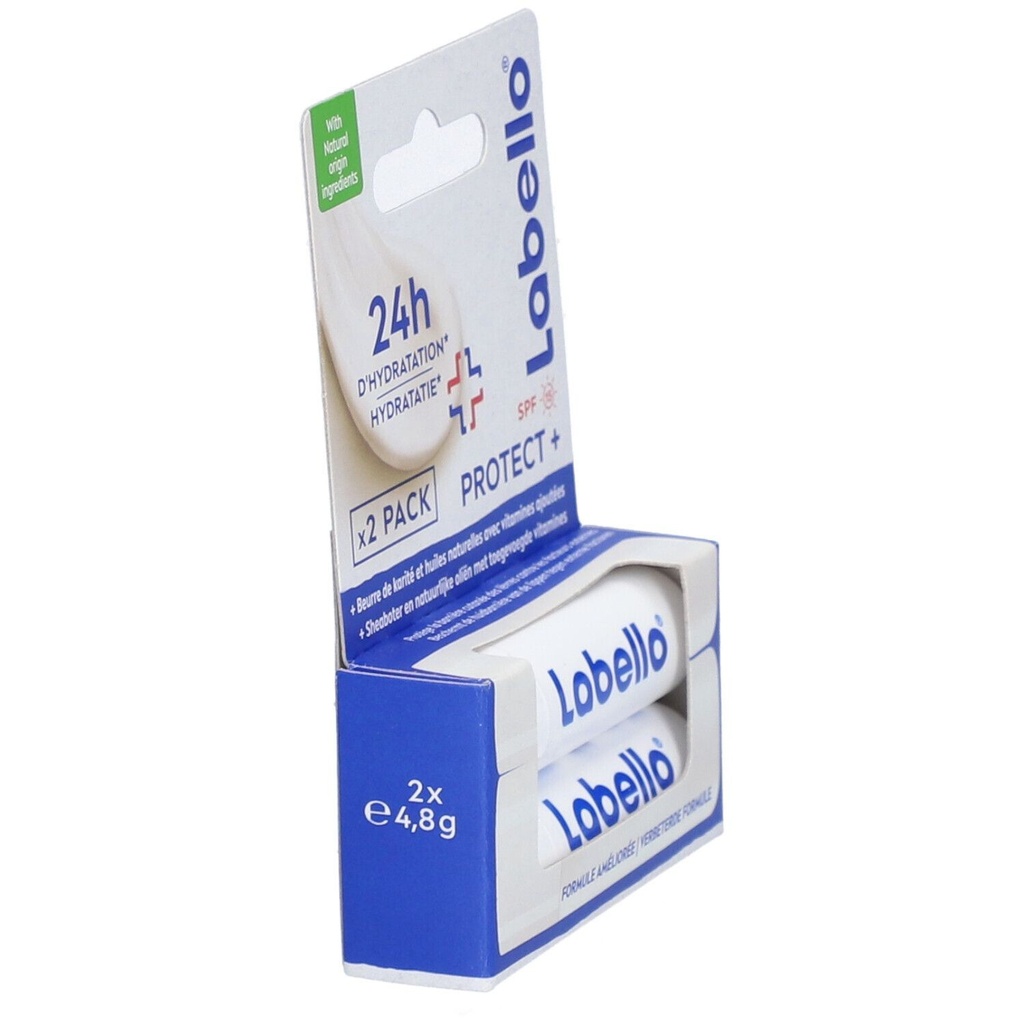 Labello Baume À Lèvres 4,8 Gr Protect+ Spf15 (Blister 2 Pieces)