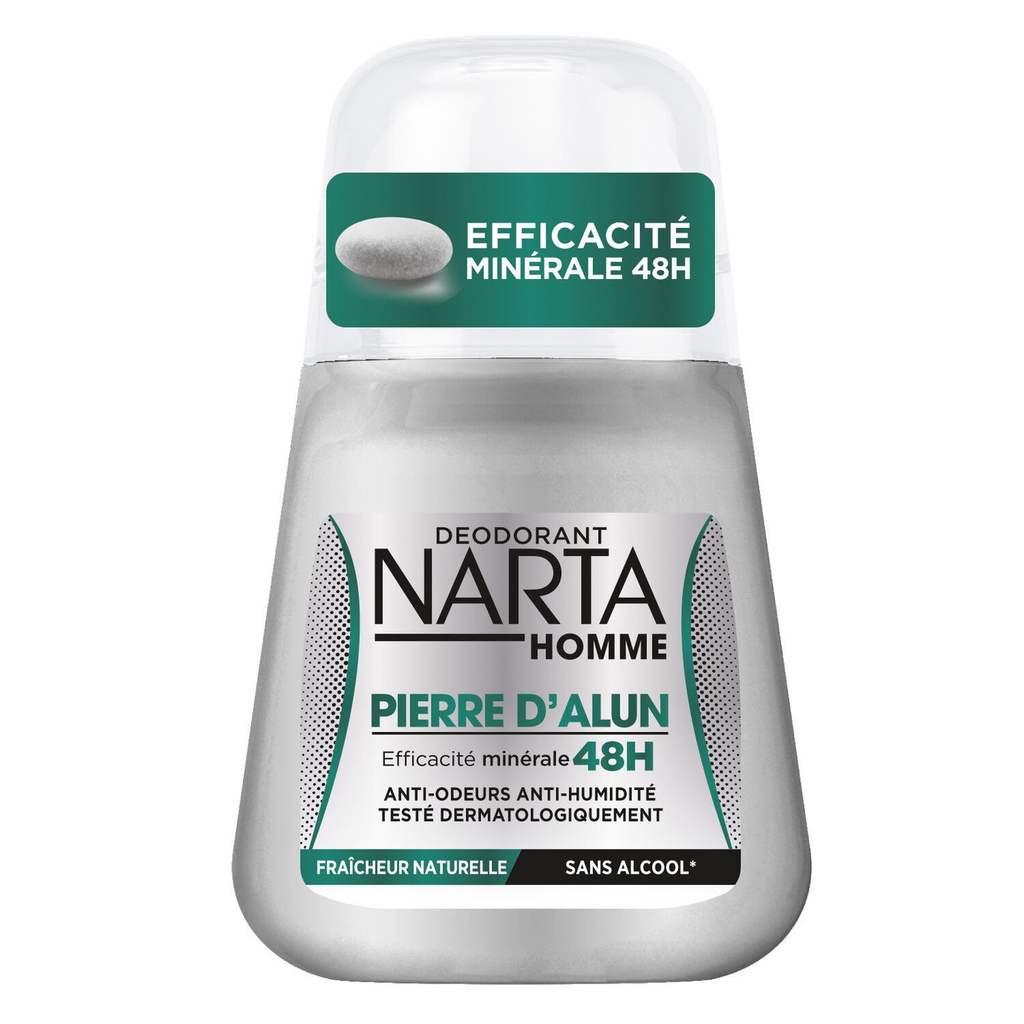 NARTA Men's Anti-Humidity Anti-Odor Alum Stone Roll-on Deodorant, roll-on