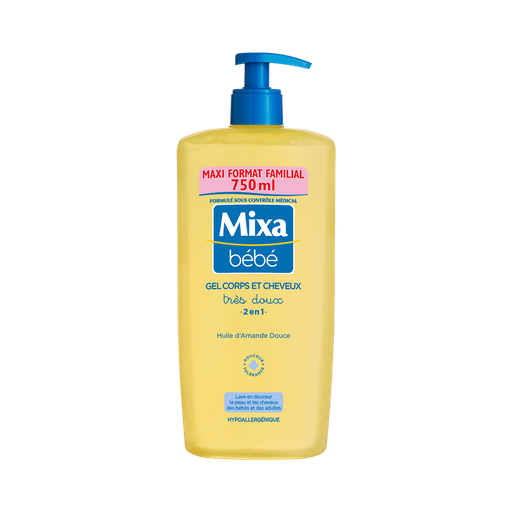 [3600550238631] MIXA Bébé Very Gentle 2in1 Body and Hair Gel Sweet Almond Oil 750 ml