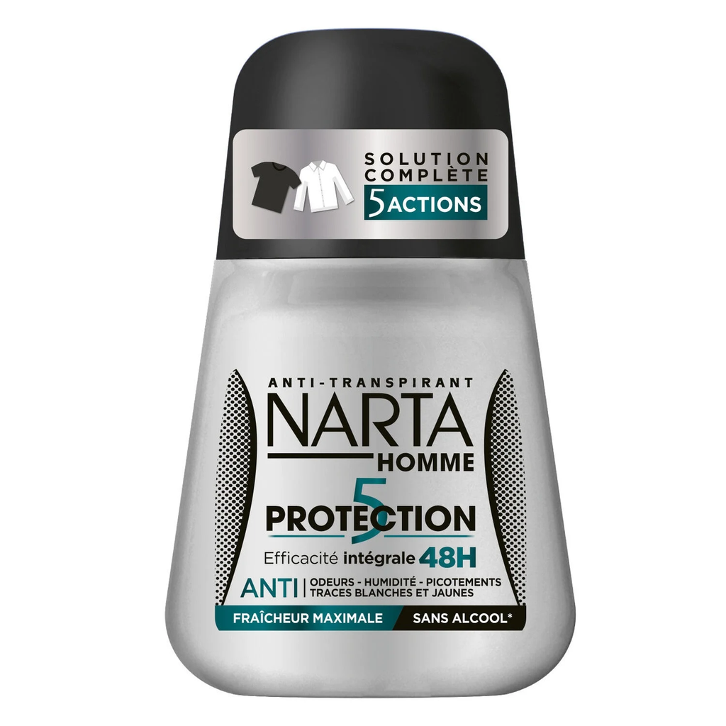NARTA Déodorant bille homme Anti-transpirant Fraîcheur maximale Protection 5en1 50ml