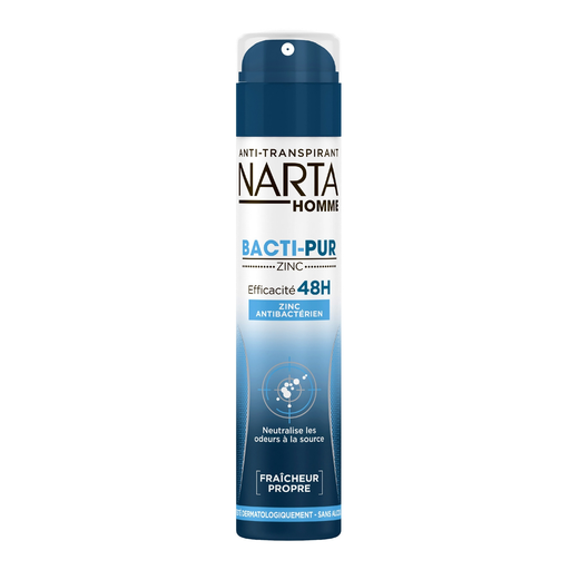 [3600550288544] NARTA Déodorant spray homme Anti-transpirant Bacti-Pur HOMME le spray