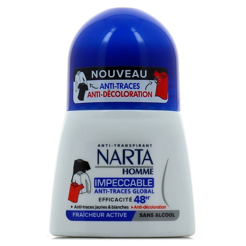 NARTA Déodorant Bille 48H Homme Fraîcheur Active 50 ml