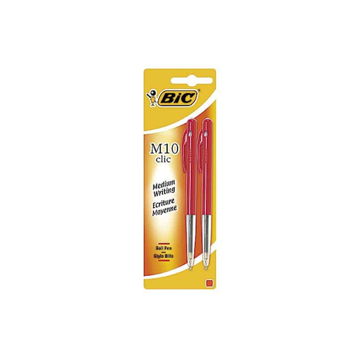 [0070330128064] BIC Ballpoint Pen M10 Clic Red 2 units