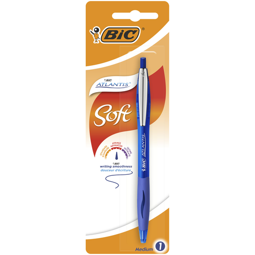 [0070330136663] BIC Esferográfica Retrátil Atlantis Soft Ponta Média 1,0mm Azul Unidade