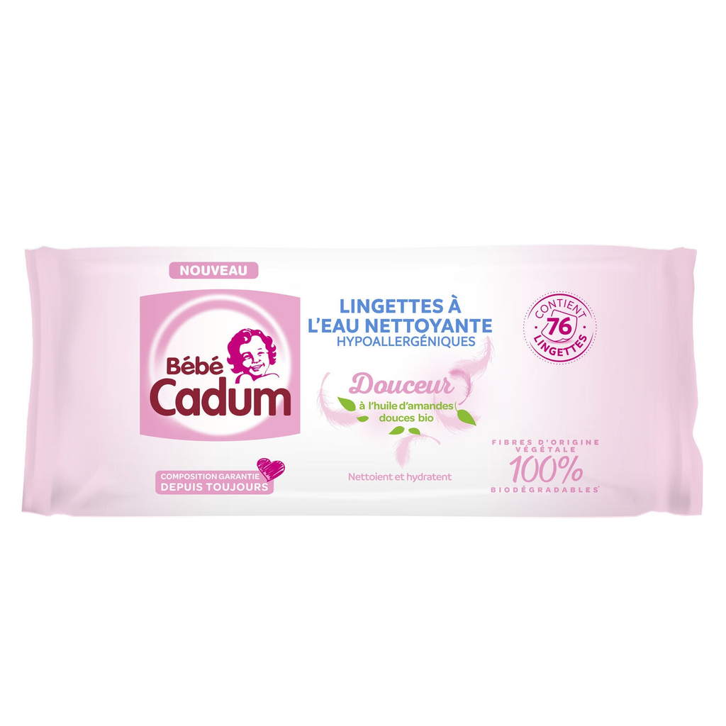 BEBE CADUM Lingettes Bébé Eau Nettoyante 76 lingettes