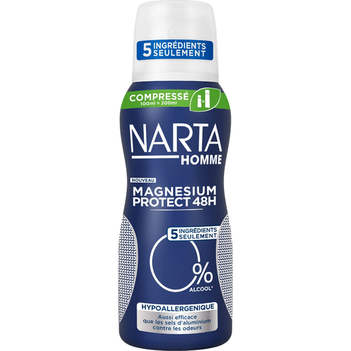 [3600550985931] NARTA Déodorant Homme 48h Hypoallergénique 0% Alcool Magnesium Protect 100 ml