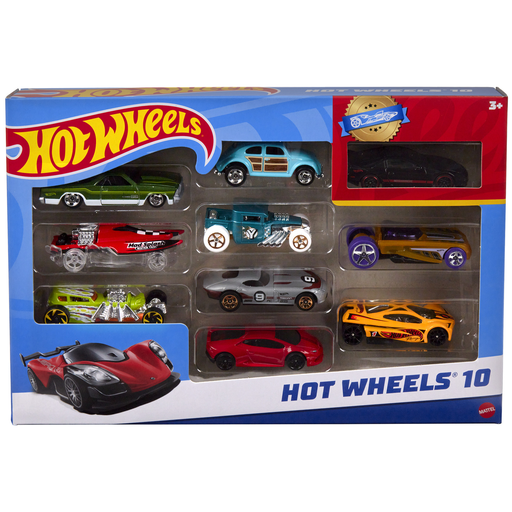 [0074299548864] MATTEL Hot Wheels Coffret de 10 véhicules 1:64 le coffret