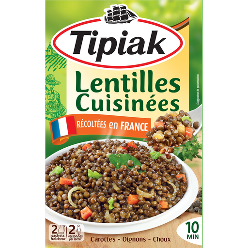 [3600900020084] TIPIAK Green lentils with vegetables 2 x 120 g