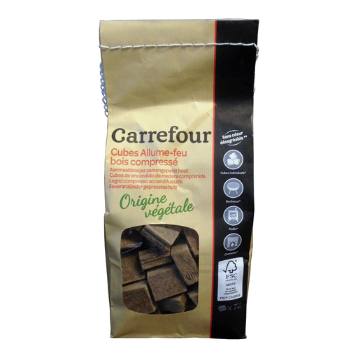 [3606600776283] CARREFOUR Compressed wood firelighters 72-cube pack