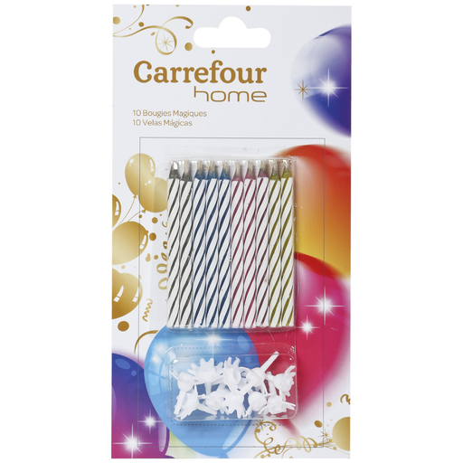 [3606605445450] CARREFOUR Bougie anniversaire magiques HOME le paquet de 10