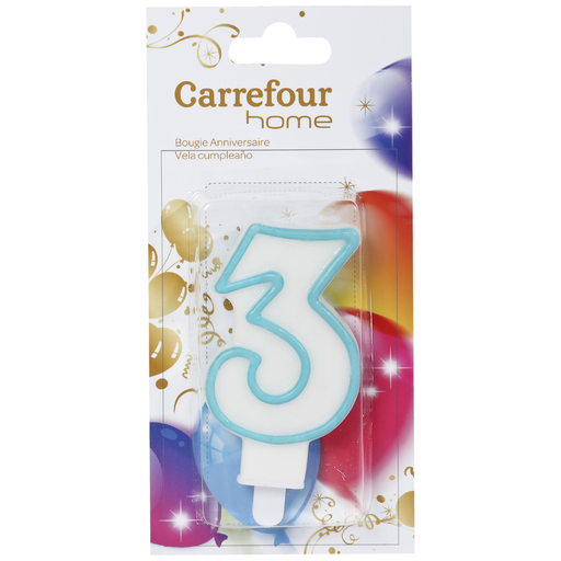 [3606605838634] CARREFOUR Birthday Candle No. 3 HOME per candle