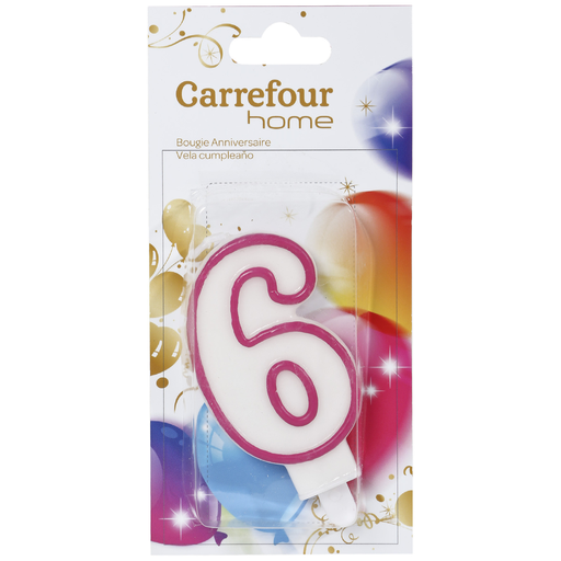 [3606605839365] CARREFOUR Bougie anniversaire n° 6 HOME la bougie