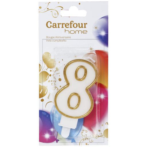 [3606605839419] CARREFOUR Bougie anniversaire n° 8 HOME la bougie