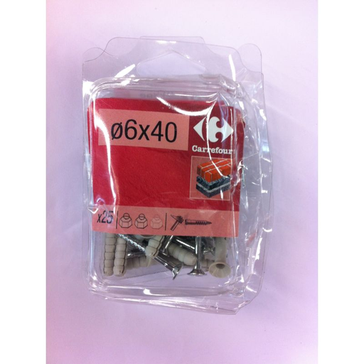 [3606606487572] AUTRES MARQUES 25 Nylon Screw Anchors Ø 6mm X 40 Crf