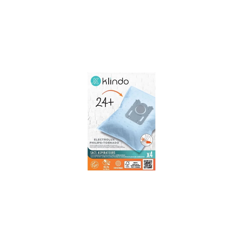 CARREFOUR Vacuum cleaner bags Electrolux Philips Tornado 24+ box of 4