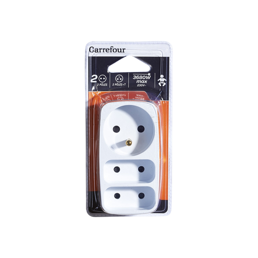 [3608140496379] CARREFOUR Triple plug adapter 1x16A + 2x6A 3-socket block