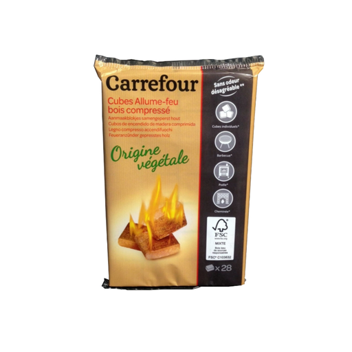 [3608140976192] CARREFOUR Compressed wood firelighters 28-cube pack