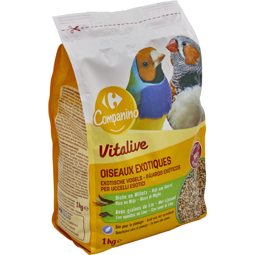 [3608141629714] CARREFOUR Alimento Completo Sementes Para Pássaros Exóticos Vitalive COMPANINO 1 kg