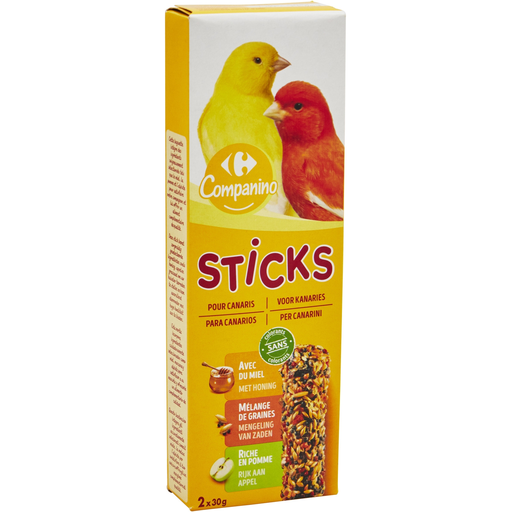 [3608141636217] COMPANINO Sticks para canários Sem Corantes Sementes Mel Maçã