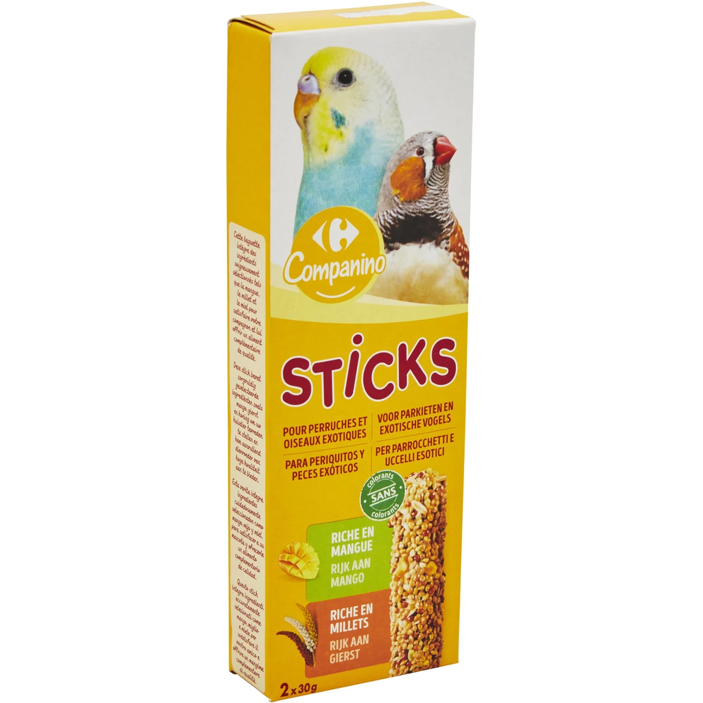 COMPANINO Baguettes au miel et mangues pour perruches et oiseaux exotiques 60g