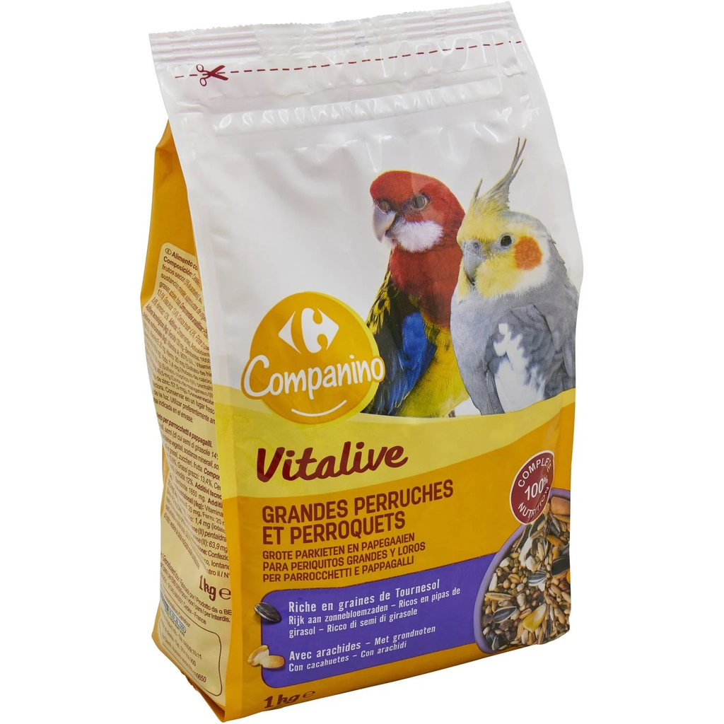 CARREFOUR Alimento Semillas Completo Para Periquitos Y Loros Vitalive COMPANINO 1 kg