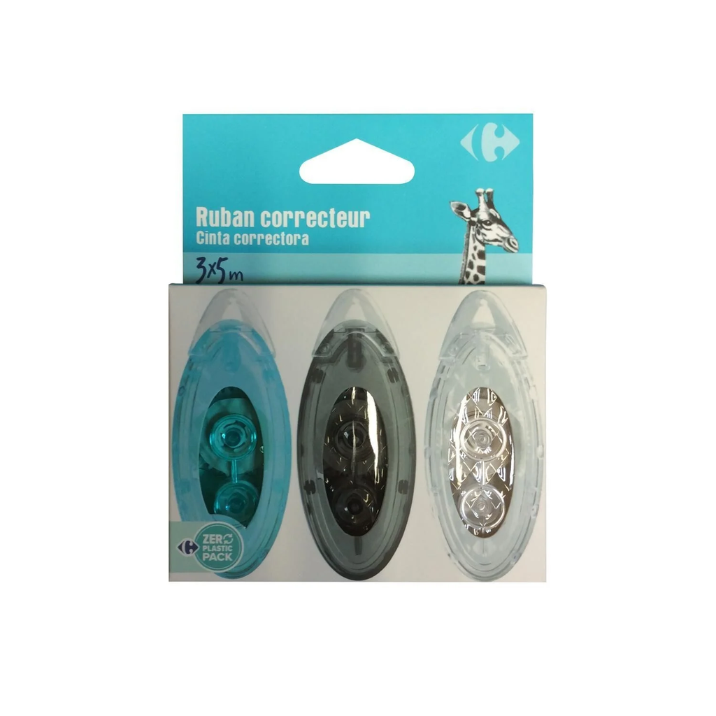 CARREFOUR Correction tape 5m pack of 3