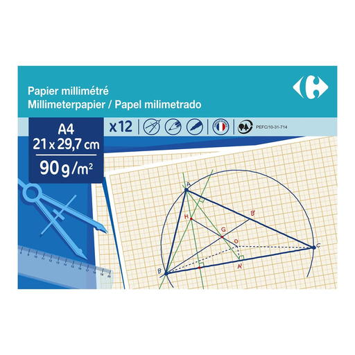 [3608142034340] CARREFOUR Graph Paper 21x29.7cm A4 90g - The pouch