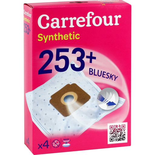 [3608142155311] CARREFOUR Sacs aspirateur synthetic Bluesky 253+ la boite de 4