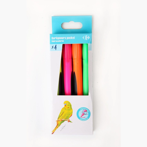 [3608142828598] CARREFOUR Surligneurs de poche encre assortie le lot de 4