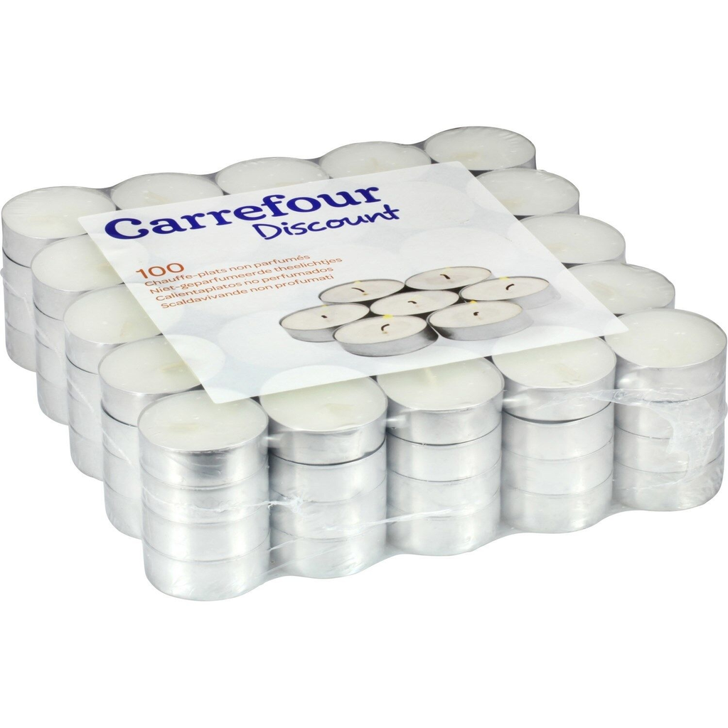 CARREFOUR Unscented Tealight Candles 100 pack