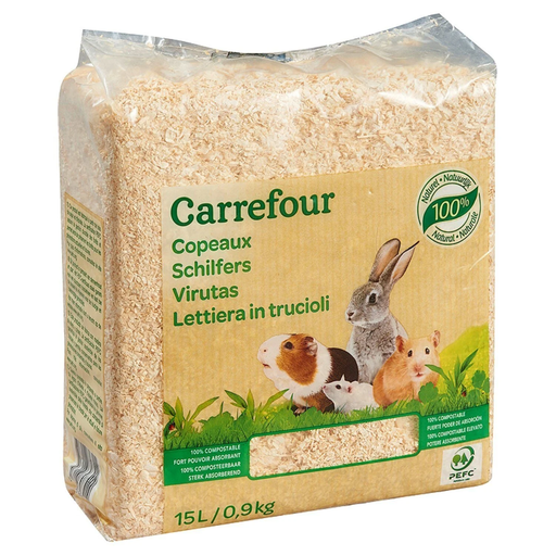 [3608143808414] CARREFOUR Natural Wood Shavings Litter For Rodents 900 g