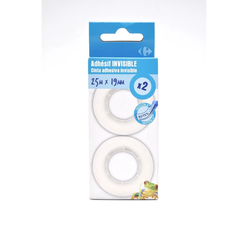 [3608143817089] CARREFOUR Fitas adesivas 19mm x 25m invisível, o lote de 2 fitas
