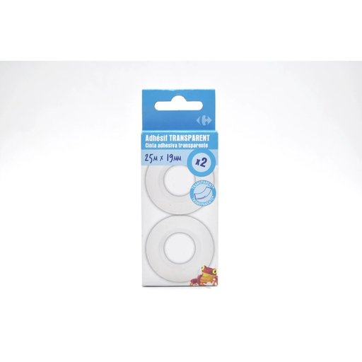 [3608143817096] CARREFOUR Fitas adesivas 19mm x 25m, lote de 2 recargas