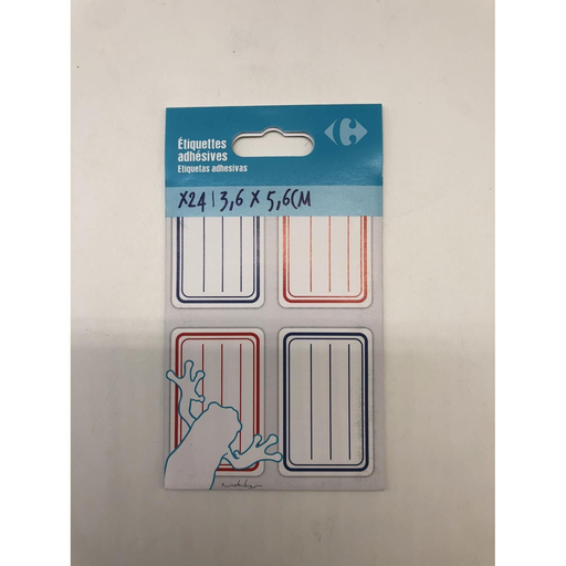 [3608143825114] CARREFOUR Lined labels 36x56mm blue red pack of 24 labels