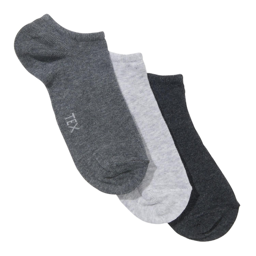 [3608144133966] TEX Socas Invisíveis Mulher Cinzentas Lisas pack de 3 pares