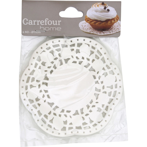 [3608144249551] CARREFOUR Rendas redondas brancas D11cm pacote de 40