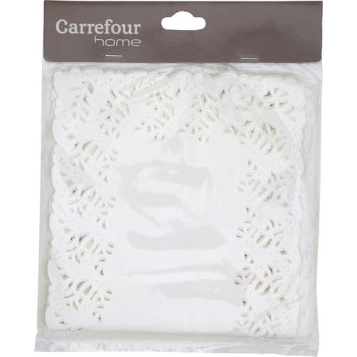 [3608144249636] CARREFOUR Rectangular tablecloth white 34x17cm pack of 12