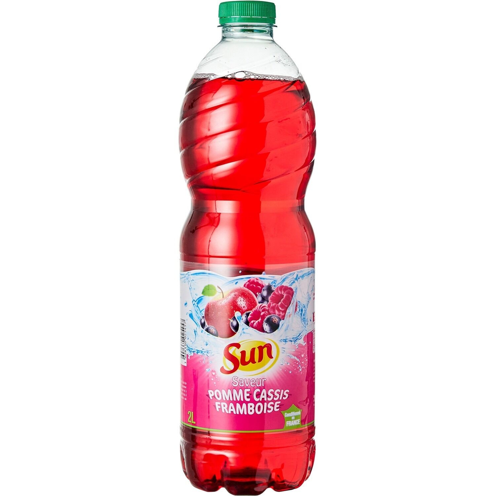 SUN Bebida de manzana grosella frambuesa 2 L