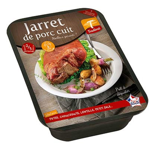 [3608568600822] TRADIVAL Barquette Jarret Cuit 1/2 Sel 900 g