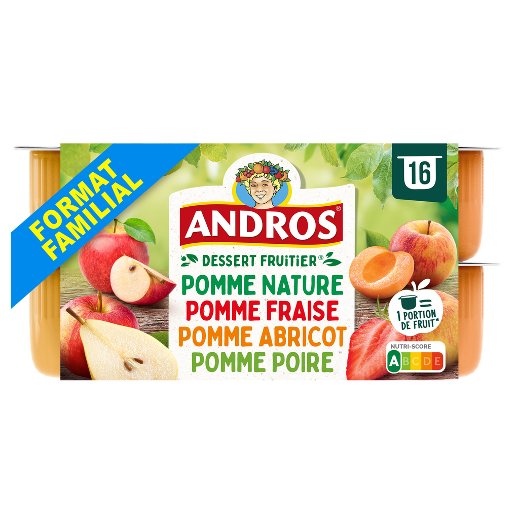 ANDROS Fruit dessert multivariety 16 pots of 100 g