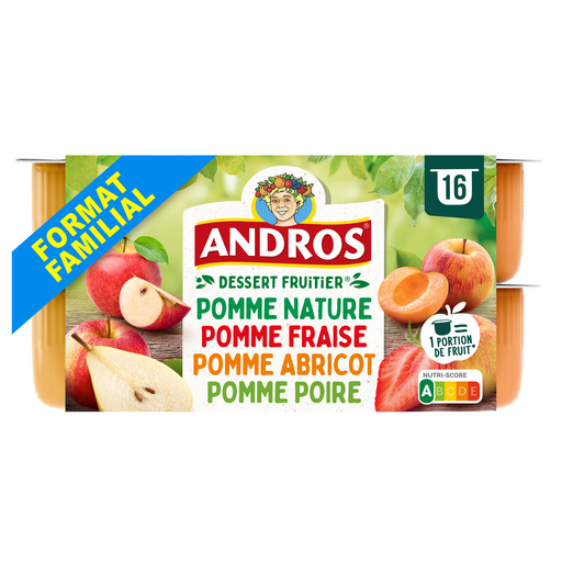 [3608580003625] ANDROS Sobremesa de fruta multivariedades 16 copos de 100 g