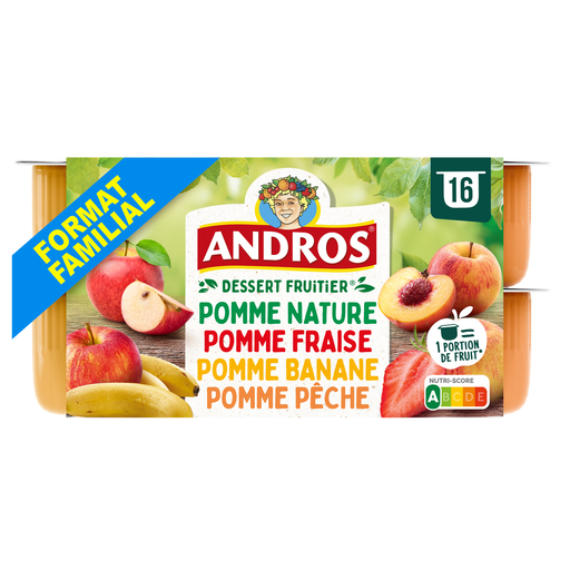 [3608580005612] ANDROS Compote Assortiment de Fruits 16 pots de 100 g