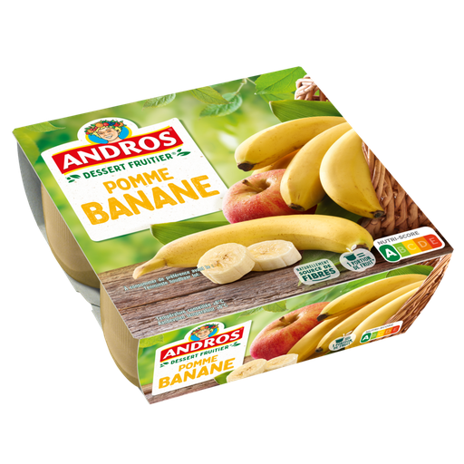 [3608580006664] ANDROS Fruit Dessert Apple Banana 4x100g