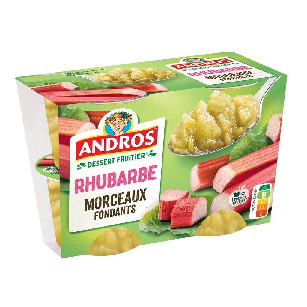 ANDROS Dessert fruitier rhubarbe morceaux fondants 4x100g